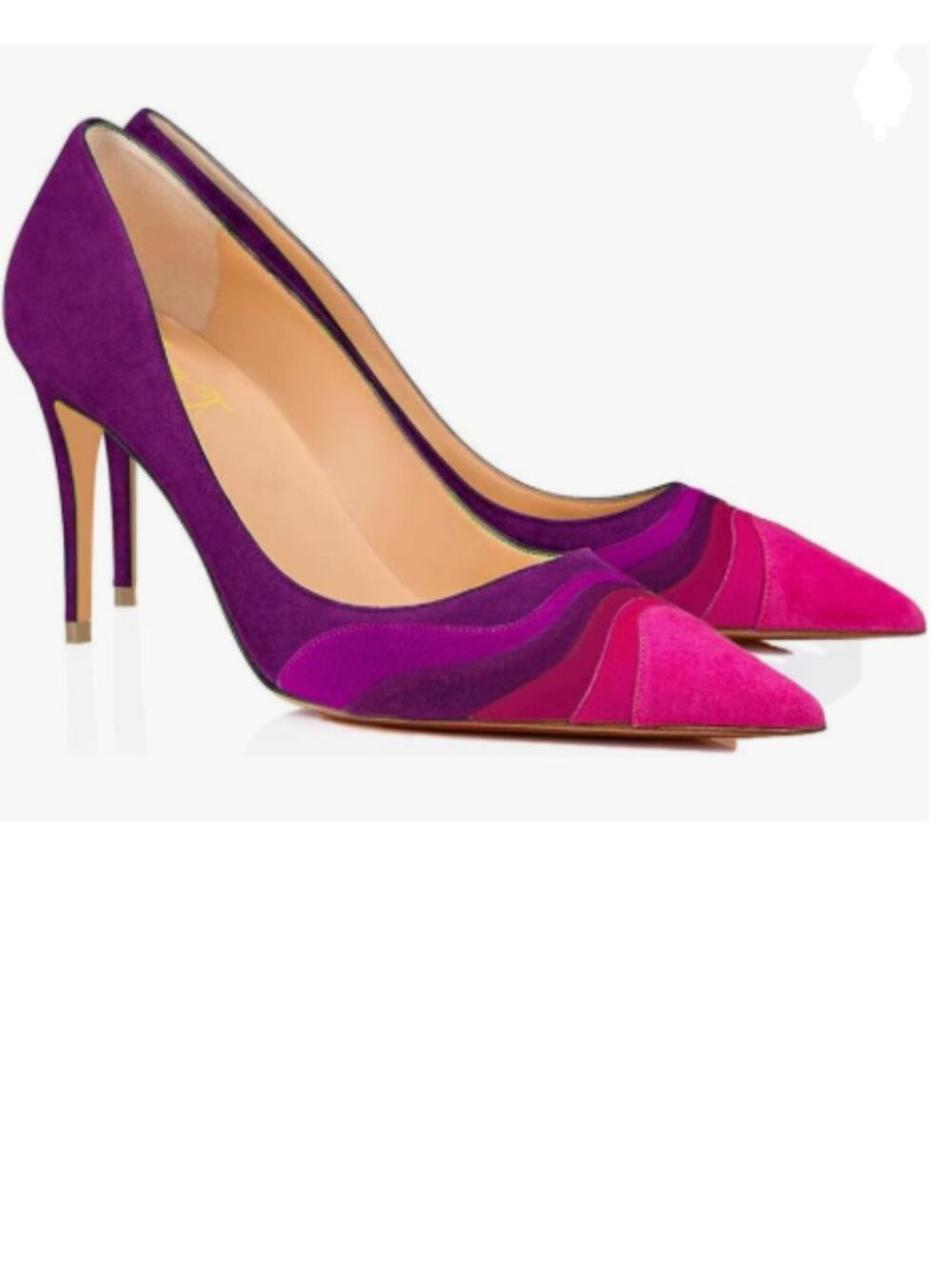 FOWT Purple High Heel Pointed Toe Pump Slip-on Rainbow Shoes for Dress Ladies